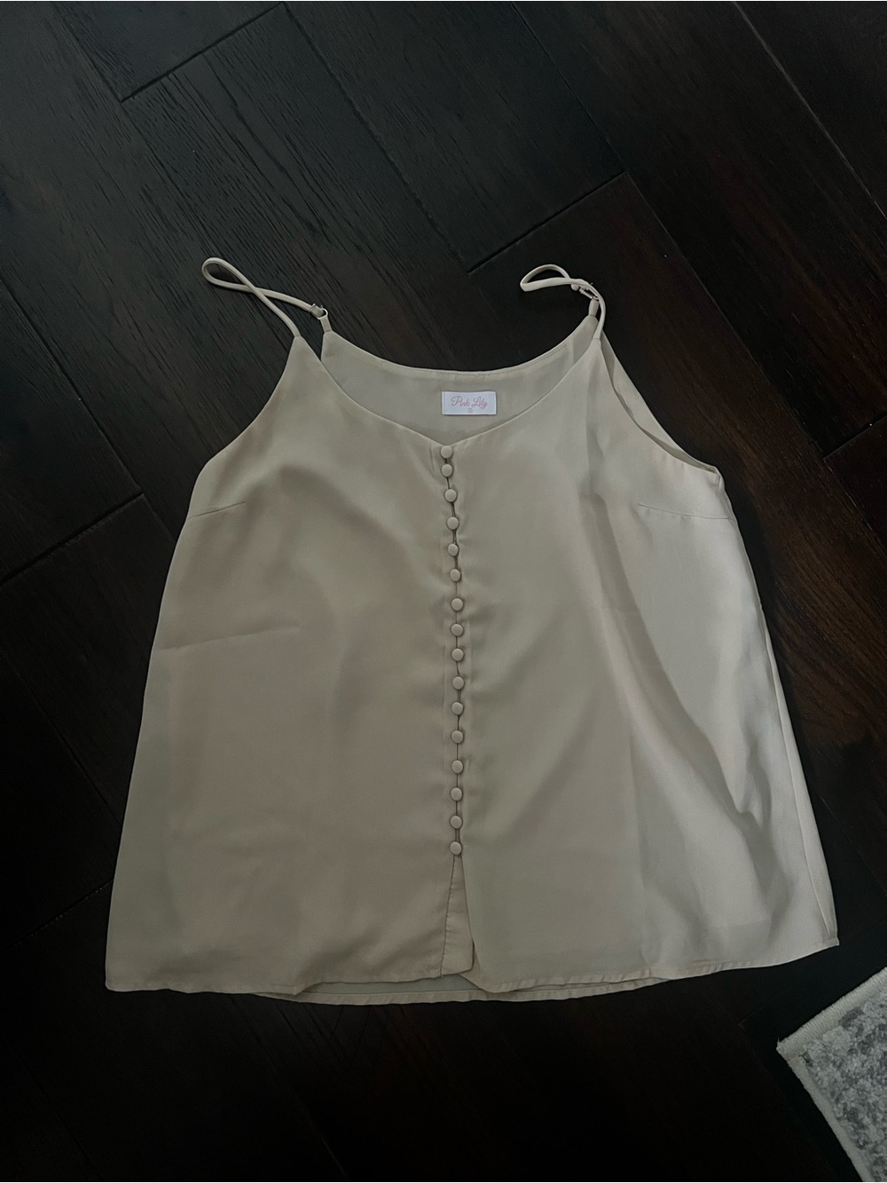 Slip On Spaghetti Strap Shell Top in Light Beige